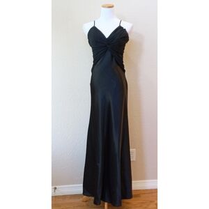 Samantha Collection vintage 1990s black satin twist front combo gown
